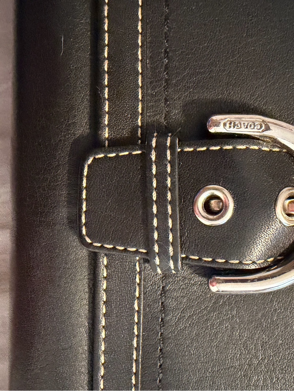 Coach Black Leather bilfold with Silver Hardware